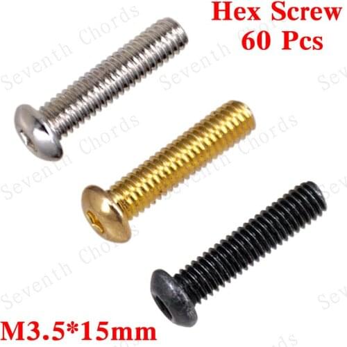 60 Pcs M3.5*15mm Electric Guitar Tremolo Bridge Hexagon Hex Screws
