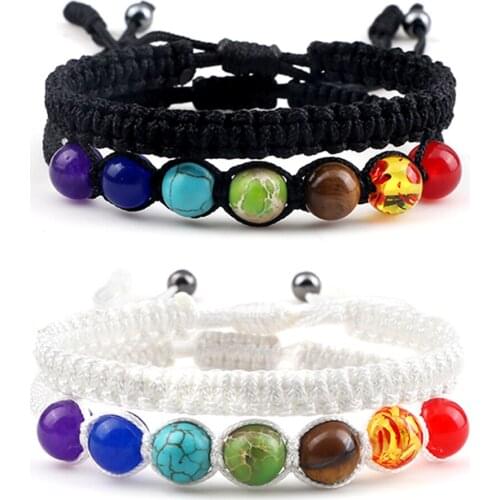 7 Chakra Solid Color Braided Bracelets Men Women Natural Crystal Healing Anxiety Jewellery Mandala Yoga Meditation Bracelet Gift