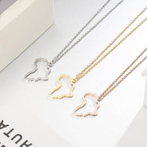 Cazador Fashion Hollow African Map Pendant Necklaces Jewelry Stainless Steel Gold Color Necklace for Women Wedding Birthday Gift