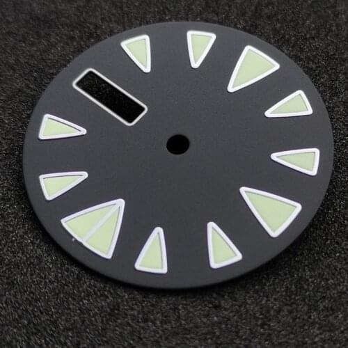 Black Sterile Watch Dial 28.5mm Super C3 Luminous Marks Date Window Watch Parts Suitable for NH36 Automatic Movement