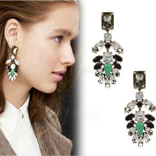 David jewelry wholesale E270 vintage color block gem drop earring new brand earrings fashion earring Free shipping