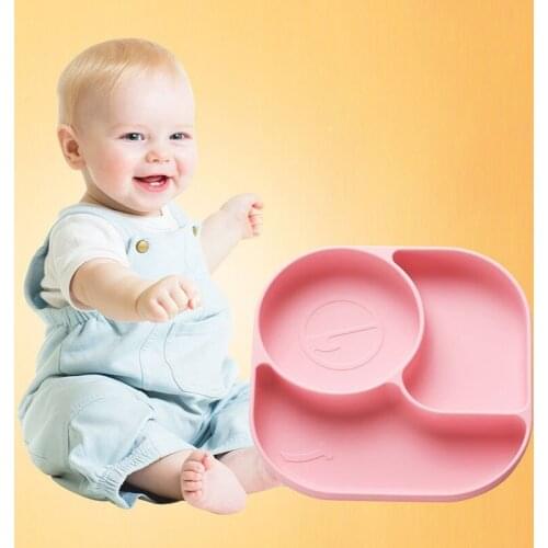 Baby Silicone Dinner Plate Feeding Dishes Suction Toddle Training Tableware Colorful Dishes For Kids Baby Food Supplement Bowl
