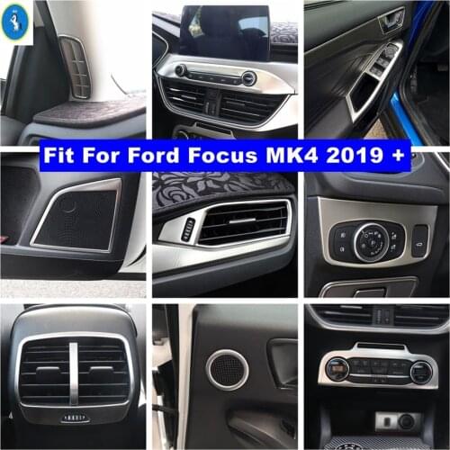 Silver Interior Refit Kit Door Speaker / Head Lamps / Center Control Stripes / Gearbox Cover Trim For Ford Focus MK4 2019 - 2021