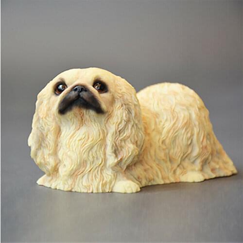 JJM Pekingese Dog Pet Figure Animal Model Collector Toy Car Decoration PVC Model Educational for Children Adults Kids Gift