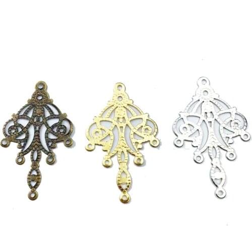 20pcs 26*43mm Filigree Charm Pendant Connectors for Earring DIY Jewelry Making