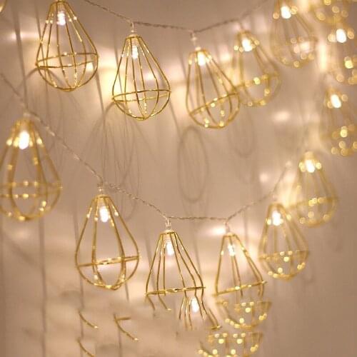 20Led Fairy Retro Golden Drop Battery Operated String Lights Luminaria 2m LED Decor For Christmas Garland Wedding gerlyanda