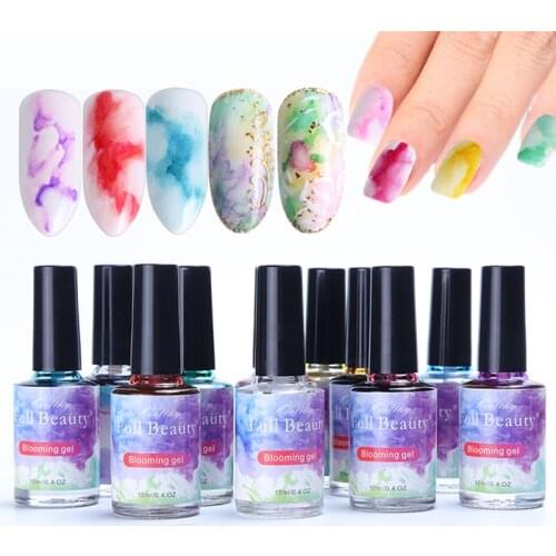 12 Bottle Gel Nail Polish Blooming Flowers Watercolor Smoke Ink Gel Gradient Marble Painting Varnish Nail Designs Set TR895-1