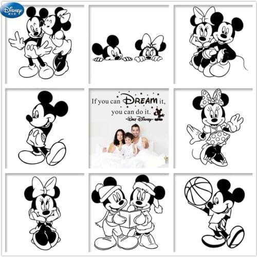 Mickey Minnie Disney Wall Stickers Mural for Kids Room Decor Black Cutout Wallpaper Sticker Decal Home Decor Living Room