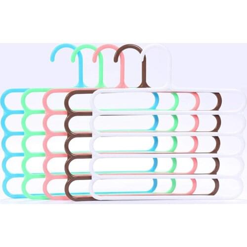 5 Layers MultiFunctional Pants Hangers Holders Trousers Hanger Storage Rack Clothes Hanger Space Saver Wardrobe Closet Organizer