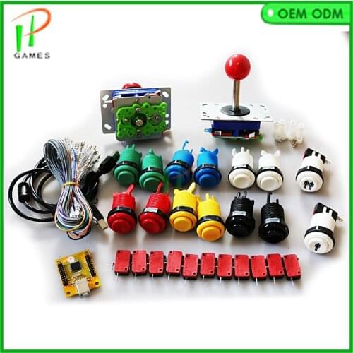 DIY Arcade JAMMA KIT for 2 players PC PS3 2 IN 1 interface USB Encoder to 2pcs 4/8 way zippy joystick + 14 pcs HAPP buttons