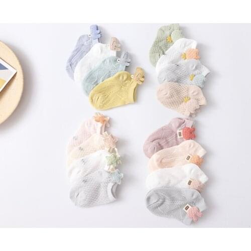 4 Pairs/lot 0 to 3Years Spring Summer Thin Mesh Socks For Girls Boys Cute Animal Childrens Thin Sock Baby Newborn Short Socks