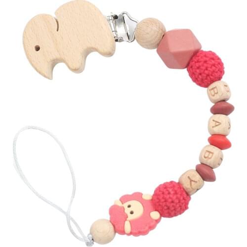 NEW Wooden Baby Pacifier Clip Personalised Name 5 Color Pacifier Chain for Baby Teething Holder Soother Chew Toy Dummy Clips
