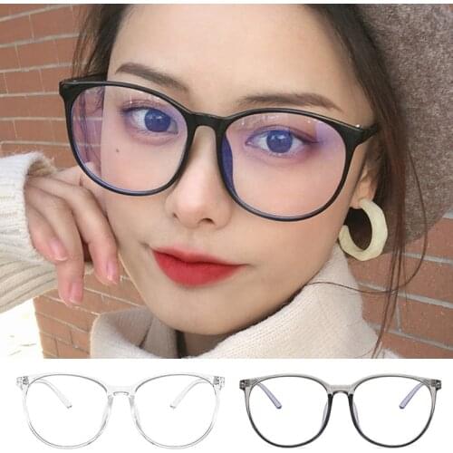 Gafas Oversized Round Horn Rimmed Eye Glasses Clear Lens Oval Frame Anti-blue Anti Eyestrain Headache For Reading/gaming Opk1