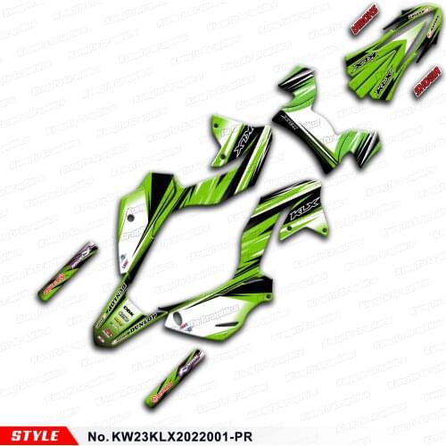 Aftermarket Personalised Decals Dirt Bike Graphics with Head Light Stickers for KLX230R 2020 to 2022, Style No. KW232022001-PR