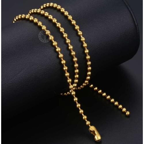 2/3MM Mens Beaded Necklace Chain Silver Color Bead Ball Stainless Steel Chain for Women Wholesale Jewelry 18-24" DKN00