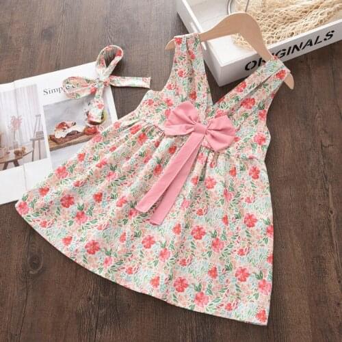 Baby Girl Princess Bow Dresses Kids Childrens Casual Floral Clothing Sleeveless Costumes For Girls Flower Vesitido Cute Clothes
