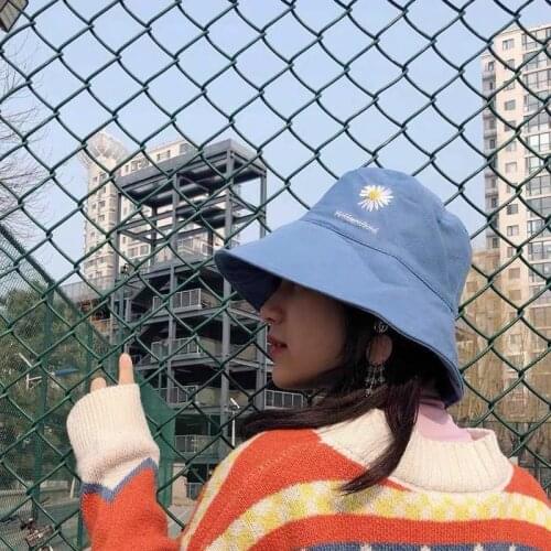 KPOP G-Dragon Flat Hat Embroidery Hat PEACEMINUSONE Sun Hat Bucket Hats 56-58CM JH33