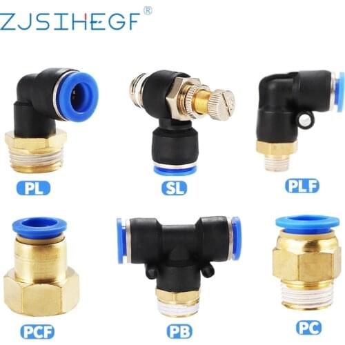 1PCS Pneumatic Connector PC/PCF/PL/PLF/SL/PB 4/6/8/10/12 MM Fitting Thread 1/8" 1/4" 3/8" 1/2" Air Tube Female Straight