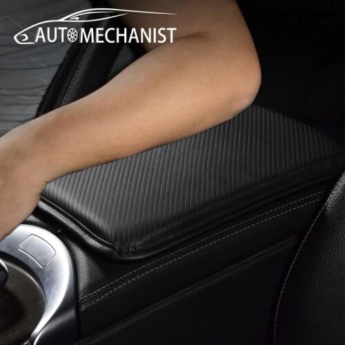 Carbon Fiber Leather Car Armrest Pad Mat Interior Armrests Box Universal Arm Rest Cover Cushion For Car Elbow Support Accessori