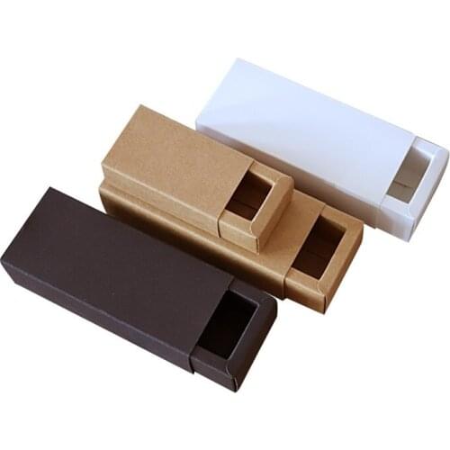 20pcs- 10/30/50/100ml Blank White Kraft Paper Drawer Boxes for Cosmetics Essential Oil Dropper Bottle Jewelry Gift Packaging