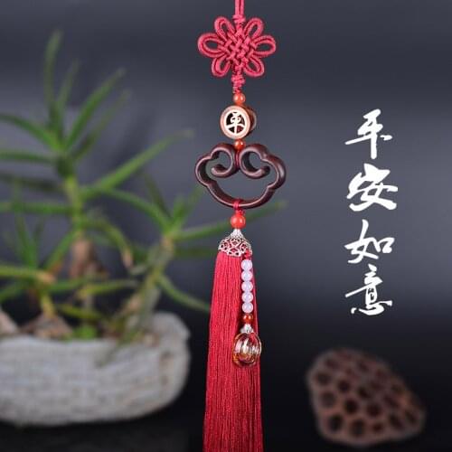 Handmade car rearview mirror pendant red sandalwood Widget auto interior lucky charm accessories