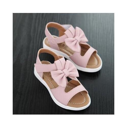 2017 New Summer Children Sandals for Girls Genuine Leather Princess Shoes Kids Beach Sandals Baby Toddler Shoes White