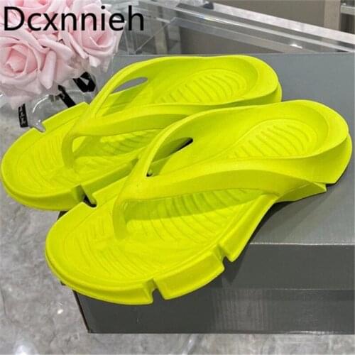Women Summer Fashion Brand Flip Flops Casual Vacation Beach Shoes Fluorescent Green Woman Outdoor Slippers zapatos mujer 2021