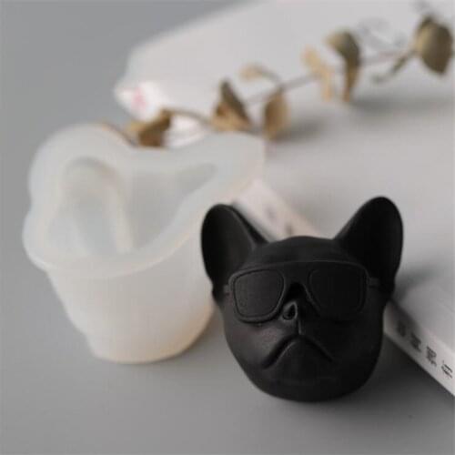 3D Glasses Dog Silicone Mold Aromatherapy Candle Mold DIY Candle Soap Fondant Chocolate Baking Mold Plaster Mold Car Decoration