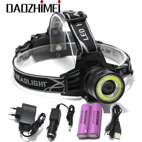 8000 Lumens LED Headlamp 4 Modes Zoomable LED Headlight Camping Head Torch XM-L T6+COB LED Hunting Head Lights