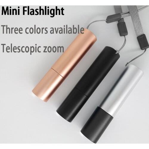 Mini Flashlight LED Outdoor Portable Super Bright Zoom Lights Three-speed Dimming USB Rechargeable Camping Flashlights