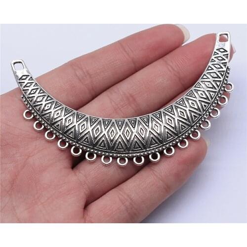 Tristana 4pcs 86x50mm Antique Silver Color Necklace Connector For Jewelry Making DIY Jewelry Findings