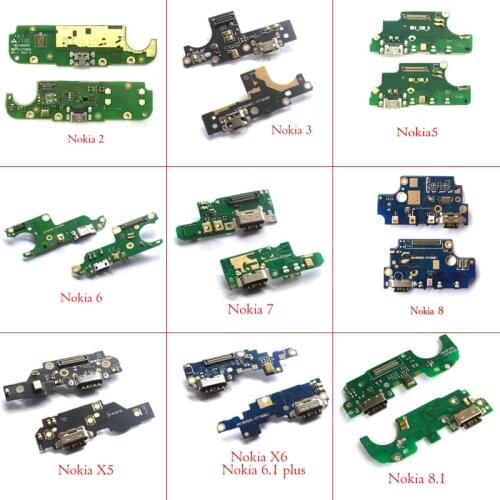USB Charging Port Dock Jack Socket Connector Charge Board Flex Cable With Microphone For Nokia 3 2 5 6 7 Plus 7Plus 8 X5 X6 X7
