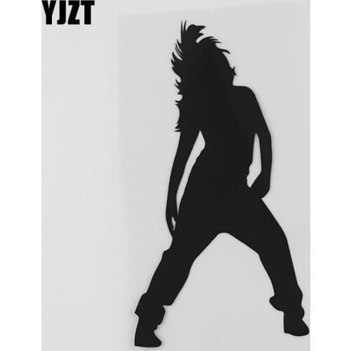 YJZT 7.3CMX13.8CM Sexy Girl Dancing Hip Hop Dance Vinyl Car Sticker Black/Silver 8A-0900