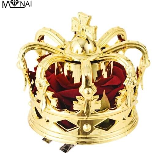 Gothic Women Rose Flower Wedding Gold Crown Headwear Blooming Fashion bride Festival girls flower hair clip