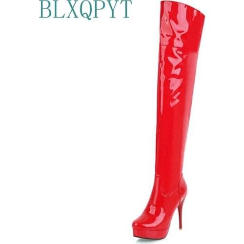 Big size 32-48 2016 Winter New High Heel Boots Leisure Elegant Heels Sexy Women Shoes Round Toe Heel Leather Boots 8-11