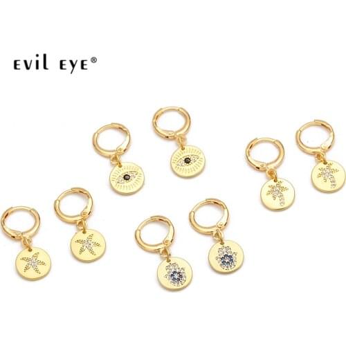 EVIL EYE Hamsa Hand Starfish Tree Drop Earrings Gold Color Micro Pave Dangle Earrings Fashion Jewelry for Women Ladies EY6463