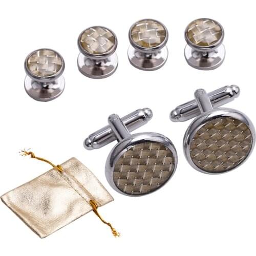 1 pairs mens shirts cufflinks+4pcs Luxurious Tuxedo Shirt Studs Set+A gift bag