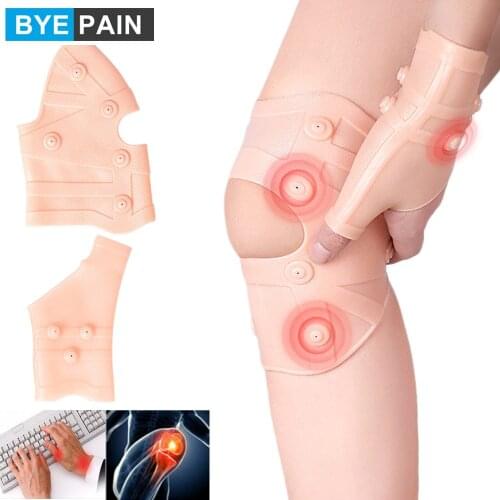 1Pcs Magnetic Compression Knee Sleeves for Knee Pain + 1Pcs Magnetic Thumb Wrist Support Gloves for Tenosynovitis Pain Relief