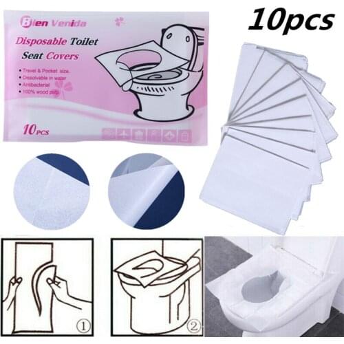 10PCS Disposable Portable Toilet Seat Cover 100% Waterproof Safety Comfortable Travel Camping Bathroom Accessiories Mat