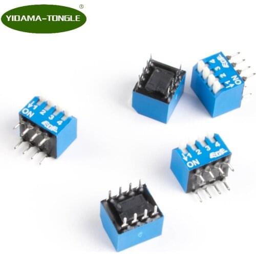 10Pcs Blue 2.54mm Pitch 4 Position Piano Slide Type DIP Switch EPG-104,DIP Switch, SPST, Piano Type, 4 Pos