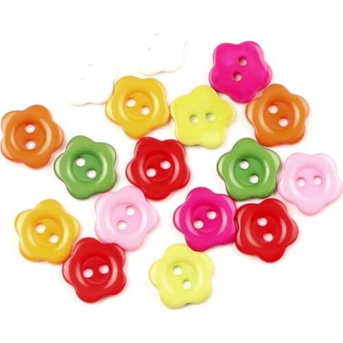 100Pcs 2 Hole Mixed Flower Resin Sewing Buttons For Clothes Scrapbooking Decorative Botones Handicraft DIY Sewing Accessories