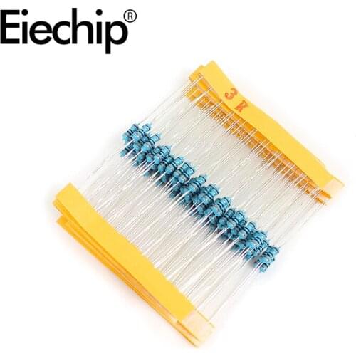 100pcs/lot 1/4W 1% Metal film resistor 3R 0.25W resistance 3 ohm Throught Hole