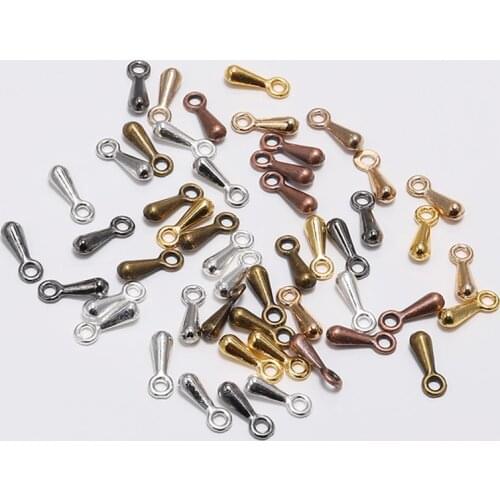 200Pcs/ lot 2*7/3*9mm Gold Plated Water Drop Extender Chain Pendants End Beads For DIY Jewelry Making Findings Accessories
