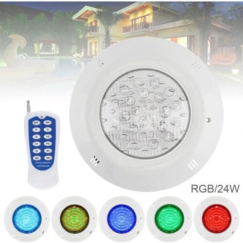 24 LED 12V 24W RGB 3000K Remote Control Wall-mounted Waterproof Light Underwater Multi-Color Light for Outdoor / Swimming Pool