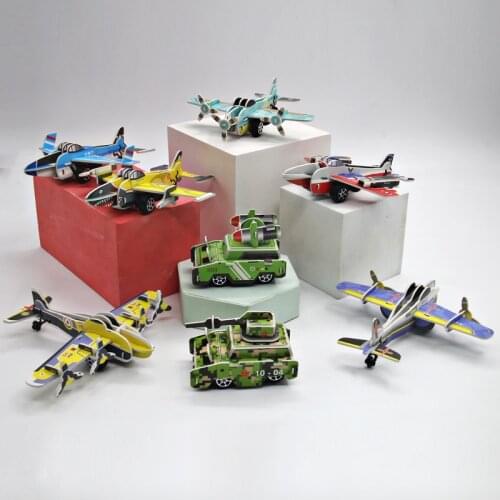 3D Paper Puzzle Pull Back Car Airplane Jigsaw Model DIY Educational Toys For Children Kids Birthday Gifts Home Decor