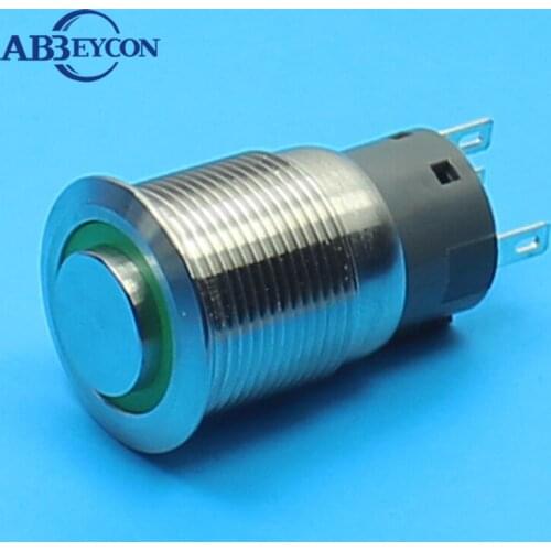 5pcs/Lot ABBEYCON 19mm High round head momentary pin terminal ring lamp 12 volt waterproof switches