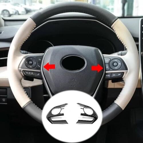 ABS Carbon Fibre For Toyota Avalon Accessories 2019 2020 Car Steering Wheel Button Frame Cover Trim Car Styling Sticker 2 Pieces