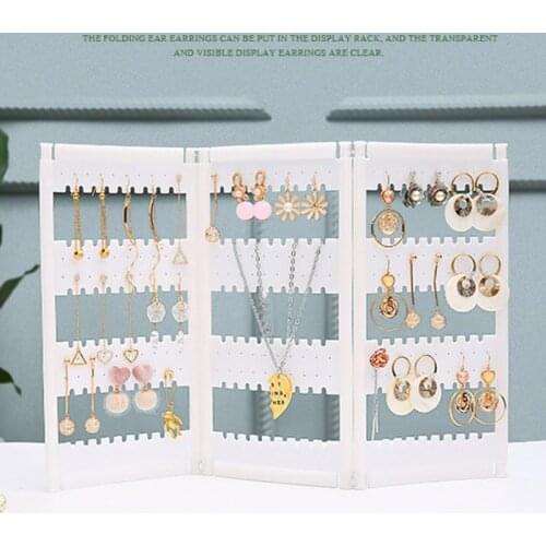 Fashion Hot Sale Acrylic Jewelry Display Necklaces Earrings Rack Jewelry Organizer Holder Plastics Earring Storage Doors Design