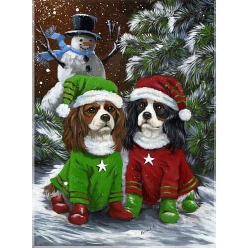 Full Resin Square Diamond Painting 5D Diamond embroidery Needlework Diamond Mosaic Home Decoration Snowman, Christmas dog HL237