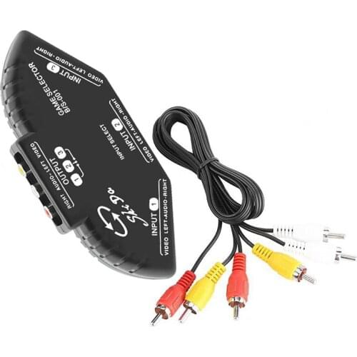 Audio Video AV RCA Switch Splitter Selector 3 to 1 RCA Composite AV Cable for STB TV DVD Player